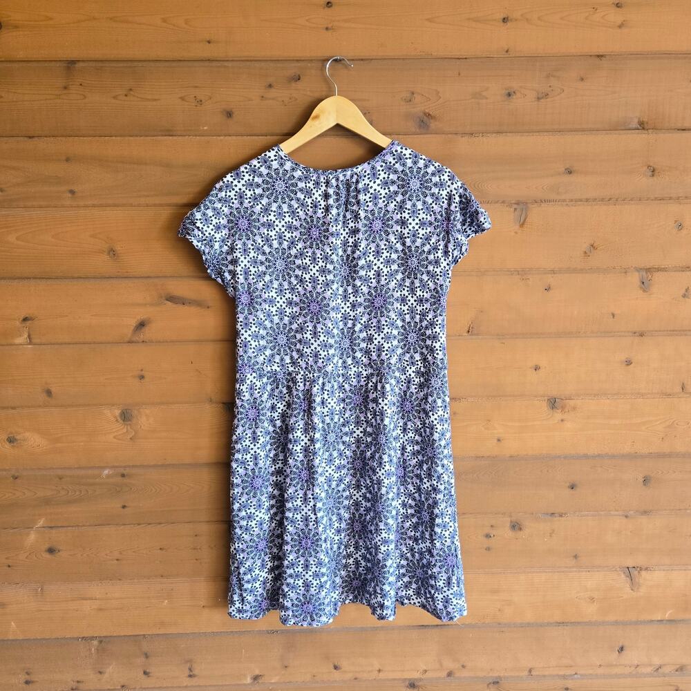 Loft Geo Dolman Tie Side Boho Summer Dress Medium Boho Short Sleeve Flowy Summer - Picture 3 of 6